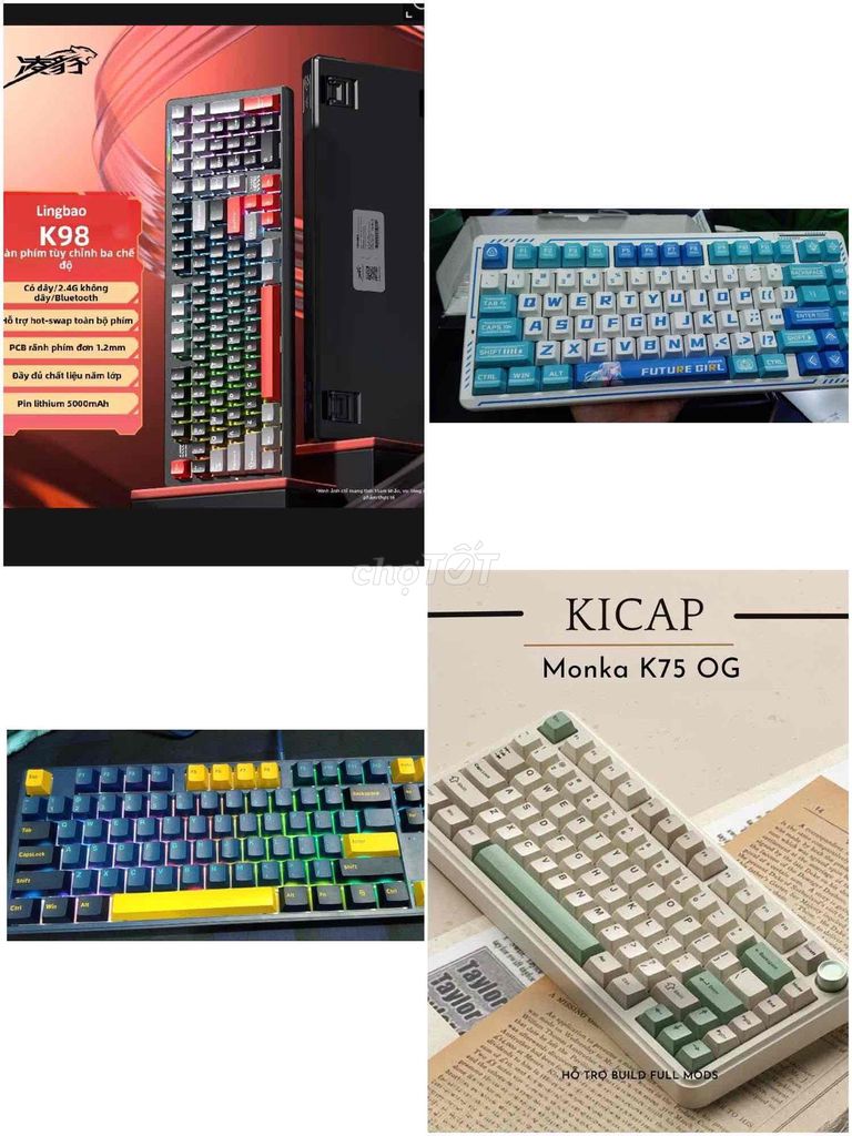 Bàn phím cơ Lingbao k75 với monka k75. Mua bán Phụ kiện (Màn hình, Chuột...) tại Thành phố Tây Ninh Tây Ninh được đăng bởi Gia Khang hình 1