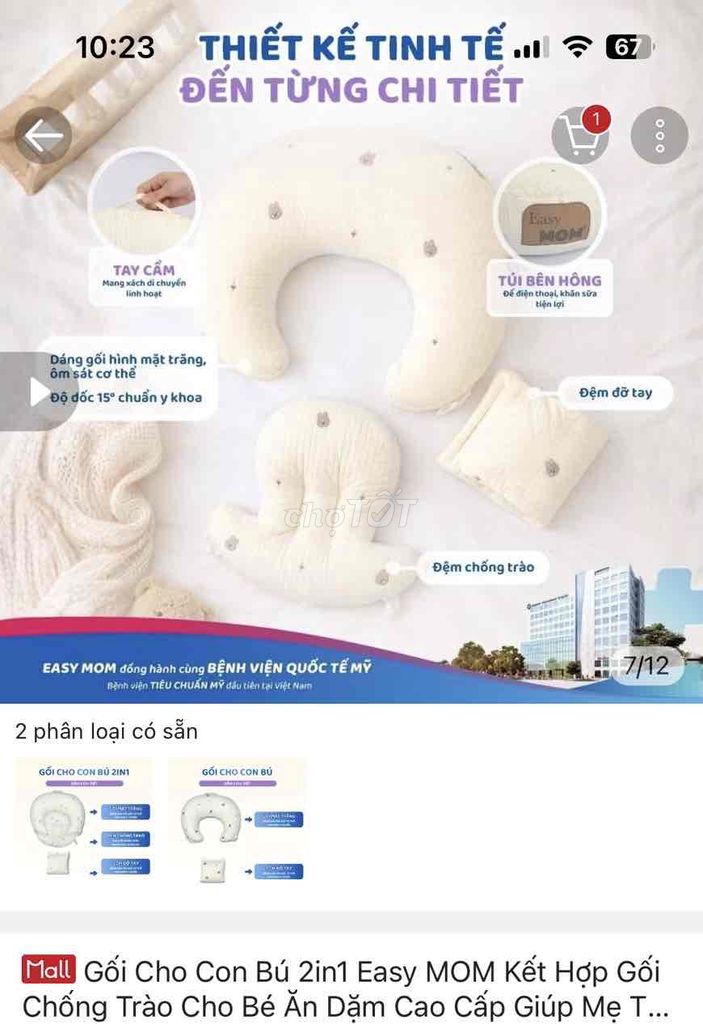 Gối bú Easy MOM chống trào ngược cũ. Mua bán Mẹ và bé tại Quận Liên Chiểu Đà Nẵng được đăng bởi Đinh Khắc Chính hình 1