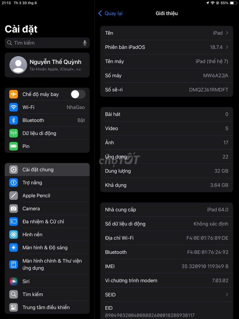 Apple iPad (thế hệ 7) 10.2 inch 4GB/32GB . Mua bán Máy tính bảng tại Quận Hai Bà Trưng Hà Nội được đăng bởi quỳnh hình 1