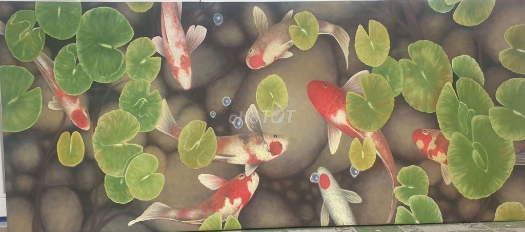 Tranh sơn dầu Cá chép. Mua bán Đồ sưu tầm, đồ cổ tại Huyện Châu Thành Tây Ninh được đăng bởi Son hình 1