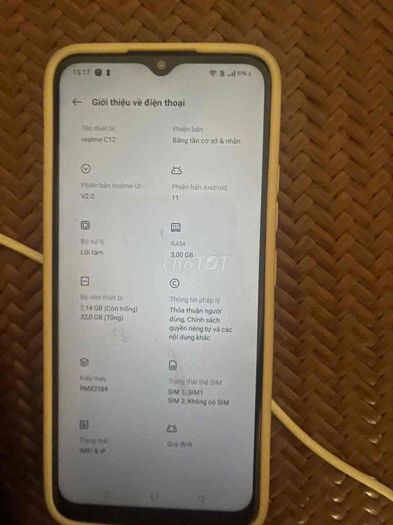 Realme C12 3GB/32GB Android 11. Mua bán Điện thoại tại Quận Ngũ Hành Sơn Đà Nẵng được đăng bởi Nguyễn Vũ Ngọc Hoàng hình 1