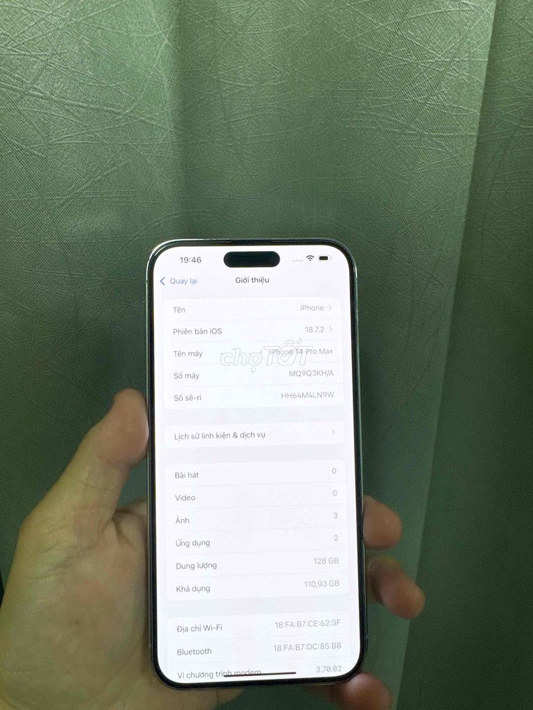 iPhone 14 Pro Max 128GB Trắng zin đẹp bán hoặc gl. Mua bán Điện thoại tại Thành phố Đà Lạt Lâm Đồng được đăng bởi Quang Vinh hình 1