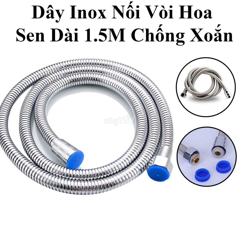Dây vòi hoa sen Inox Bạc 1.5m. Mua bán Thiết bị vệ sinh, nhà tắm tại Quận 8 Tp Hồ Chí Minh được đăng bởi SHOP HOÀNG DUNG 3 hình 1