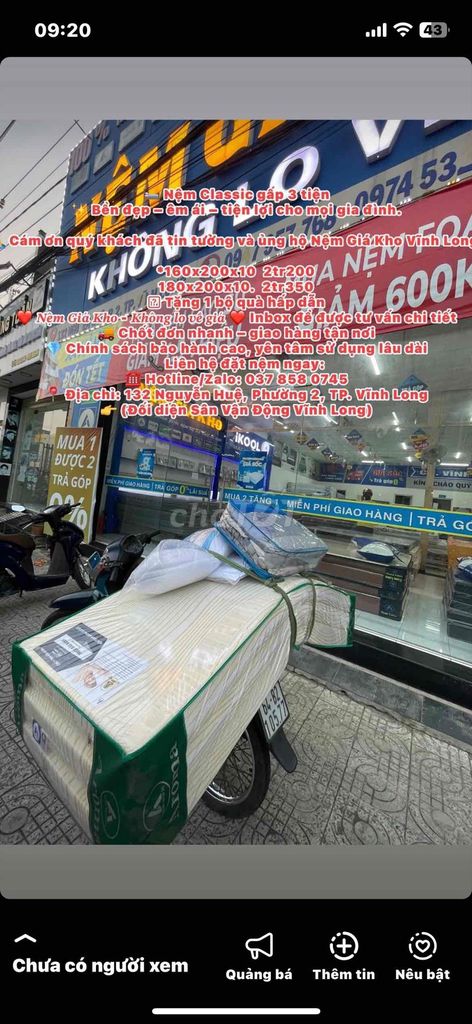 Nệm gấp 3 Classic Foam 160x200x10. Mua bán Giường, chăn ga gối nệm tại Thành phố Vĩnh Long Vĩnh Long được đăng bởi Long Vĩnh hình 1