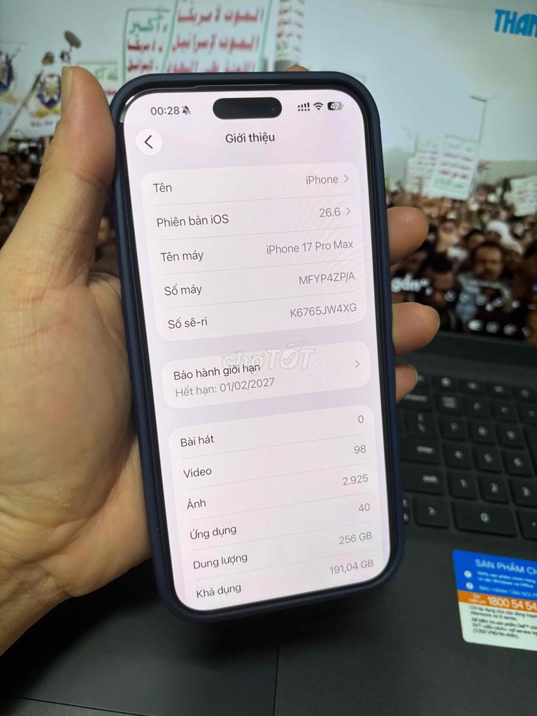 iPhone 17 Pro Max 256GB rin áp bh 2027 vn. Mua bán Điện thoại tại Thành phố Thủ Đức Tp Hồ Chí Minh được đăng bởi đỗ huy hình 1