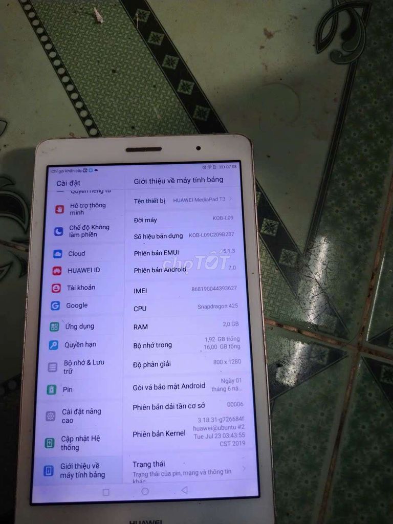 Huawei MediaPad T3 2GB/16GB Vàng. Mua bán Máy tính bảng tại Thành phố Long Xuyên An Giang được đăng bởi Nguyễn phát tài hình 1