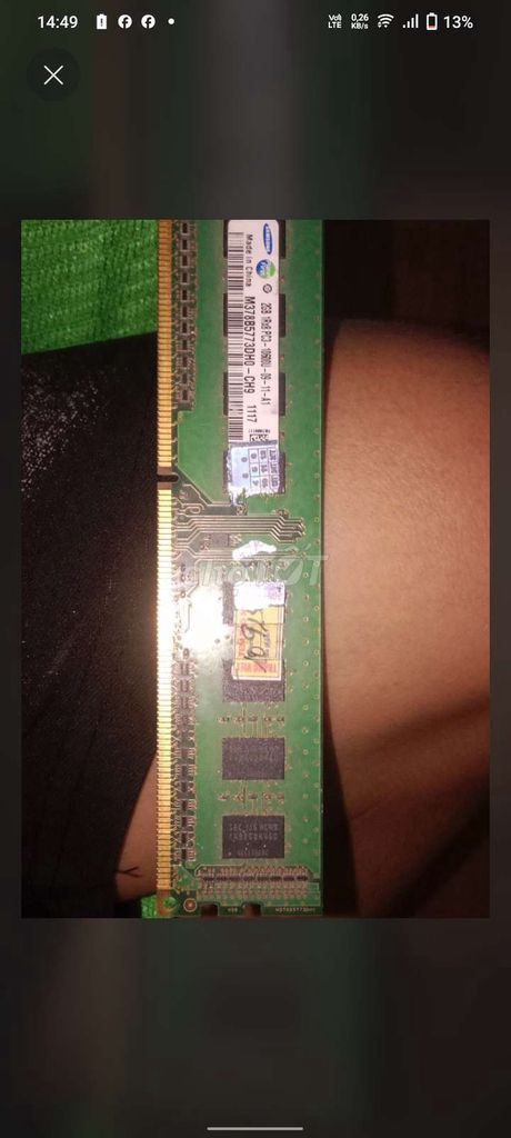 RAM Samsung 2GB DDR3 1333MHz Đã sử dụng. Mua bán Linh kiện (RAM, Card...) tại Huyện Nho Quan Ninh Bình được đăng bởi Quang Minhh hình 1