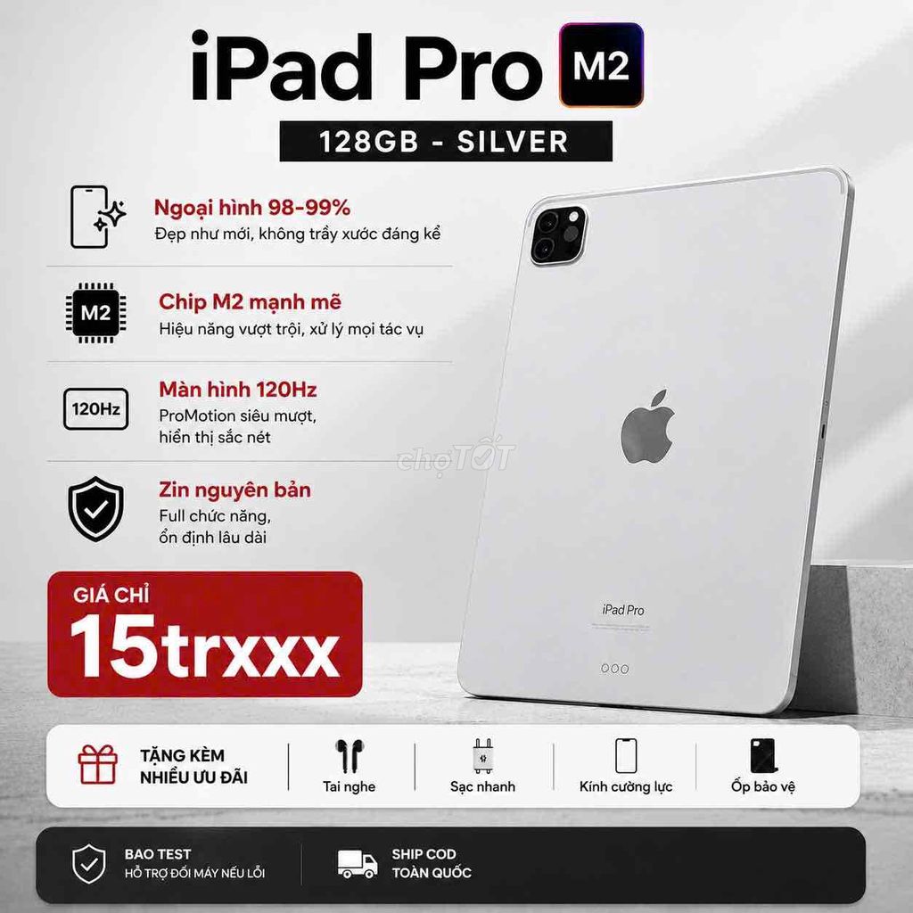 iPad Pro M2 Silver 128GB. Mua bán Máy tính bảng tại Quận Thanh Khê Đà Nẵng được đăng bởi Thiện Lê TShop 16 Lê Đình Lý hình 1