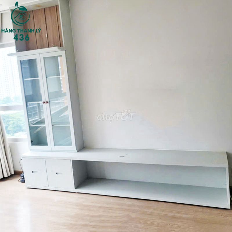 Kệ Tivi Gỗ Công Nghiệp Trắng Cửa Kính 2m71 Đẹp 90%. Mua bán Tủ, kệ gia đình tại Quận 5 Tp Hồ Chí Minh được đăng bởi Thanh Lý Thanh Tuấn hình 1