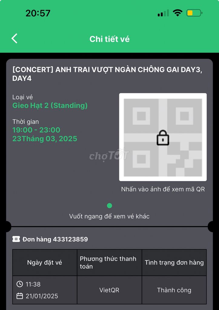 Vé concert anh trai vượt ngàn chông gai HCM 23/2