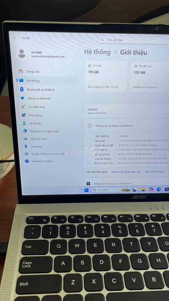 Acer Aspire A114-51M i3-1215U 8GB/119GB. Mua bán Laptop tại Huyện Bình Chánh Tp Hồ Chí Minh được đăng bởi minh Thành hình 1