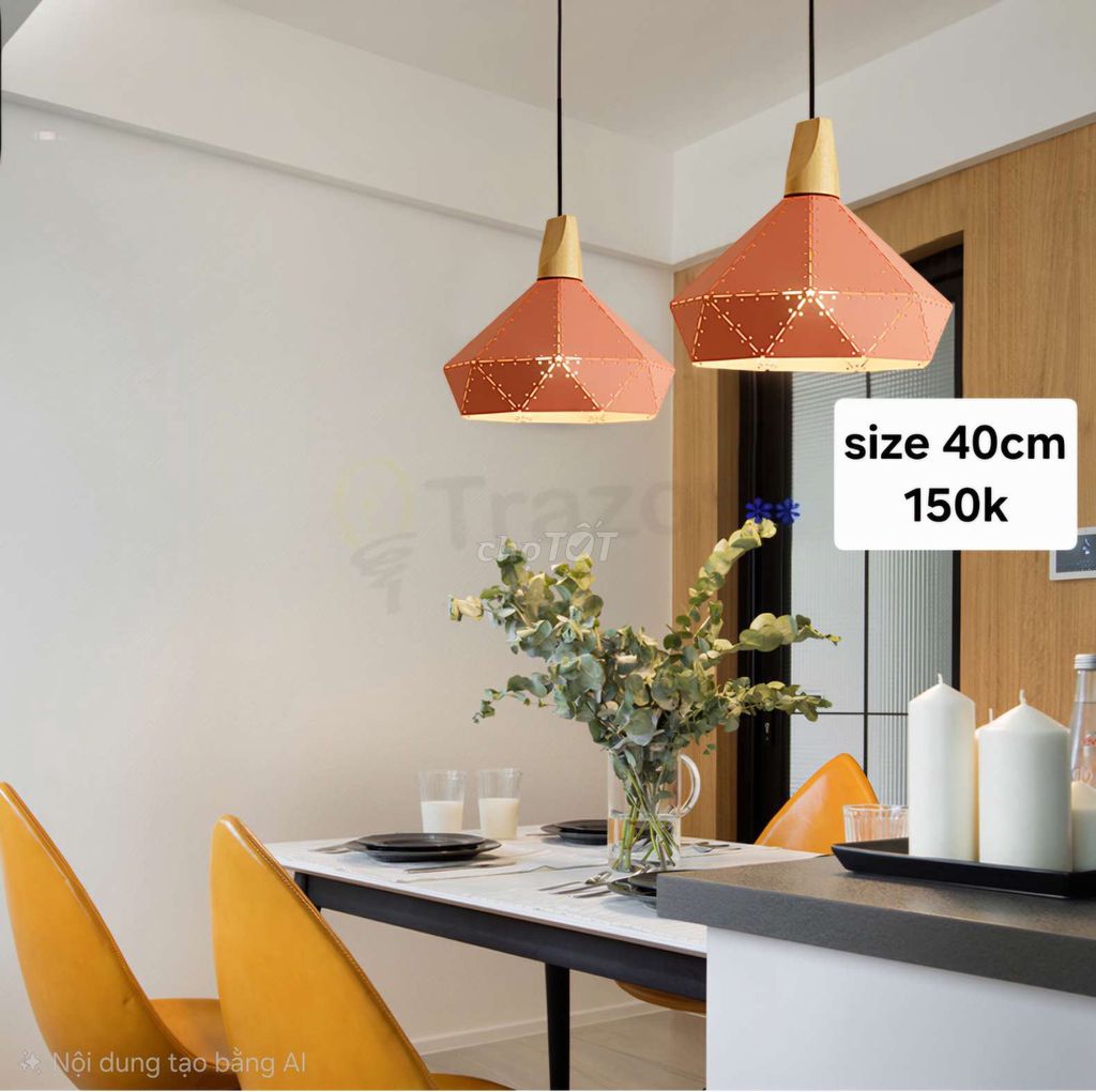 Đèn thả trần Kim loại, gỗ 30cm Mới. Mua bán Đèn tại Quận Thanh Khê Đà Nẵng được đăng bởi Đèn trang trí hình 1