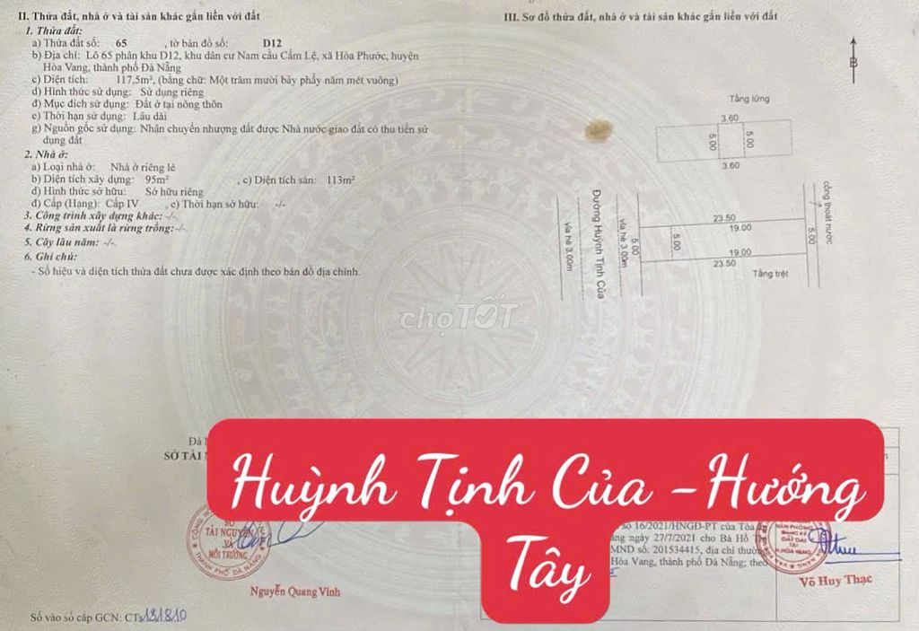 Bán nhà gác lững đường 5,5m Huỳnh Tịnh Của- Hòa Phước, Hướng Tây