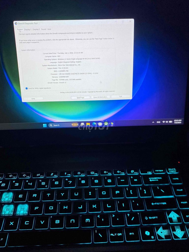 MSI Thin 15 giá rẻ. Mua bán Laptop tại Quận 12 Tp Hồ Chí Minh được đăng bởi Vũ Duy Khang hình 1