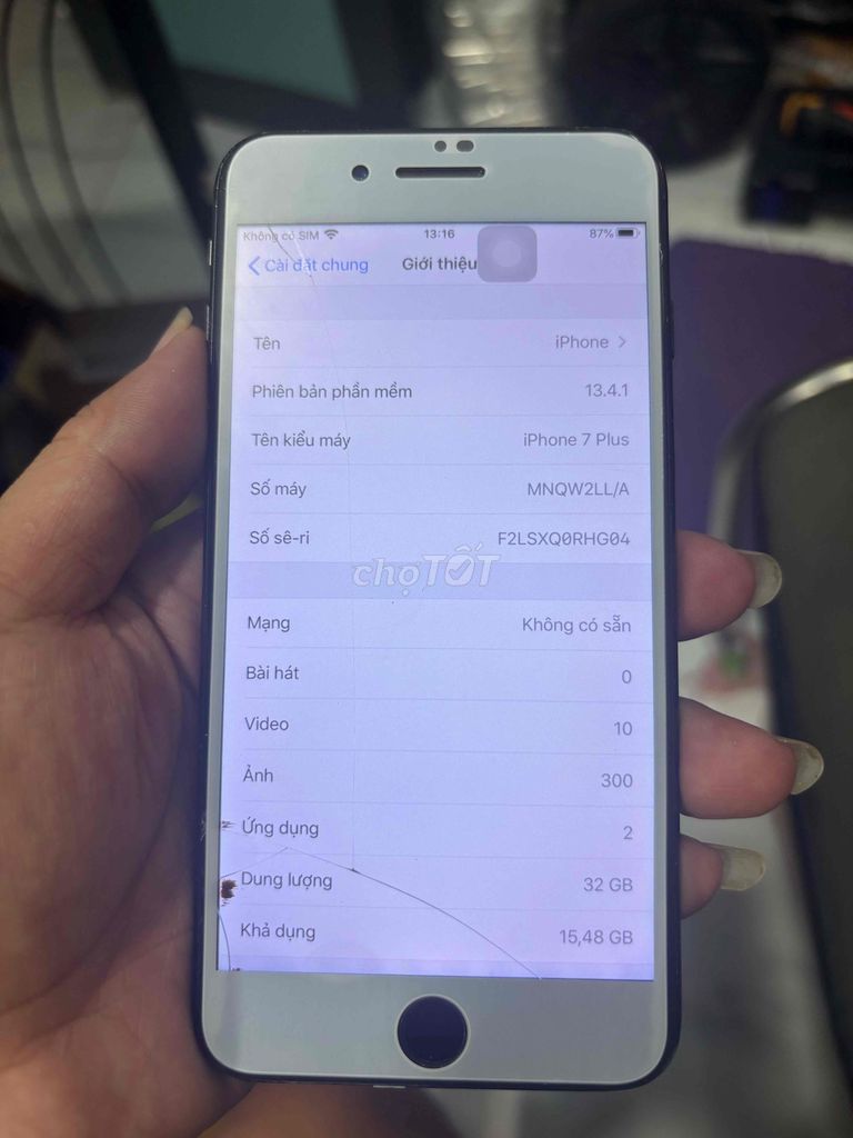 Apple iPhone 7 Plus 32GB Đen Nứt kính. Mua bán Điện thoại tại Thành phố Bà Rịa Bà Rịa - Vũng Tàu được đăng bởi thanh lý hình 1