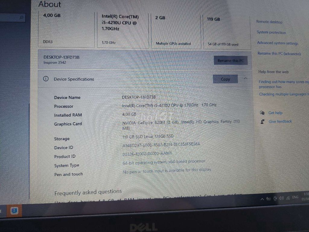 Dell Inspiron 3542 i5 4GB/128GB Đen. Mua bán Laptop tại Quận Tân Phú Tp Hồ Chí Minh được đăng bởi khúc cua cuộc đời hình 1