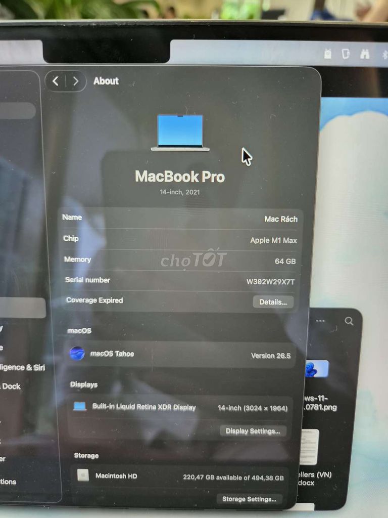 Apple MacBook Pro M1 Max 14 inch 64GB/512GB. Mua bán Laptop tại Quận Bình Thạnh Tp Hồ Chí Minh được đăng bởi Vũ Nguyễn hình 1
