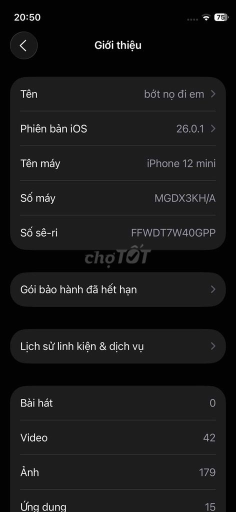 Apple iPhone 12 mini 64GB Đen. Mua bán Điện thoại tại Huyện Yên Phong Bắc Ninh được đăng bởi Nguyễn Quân hình 1