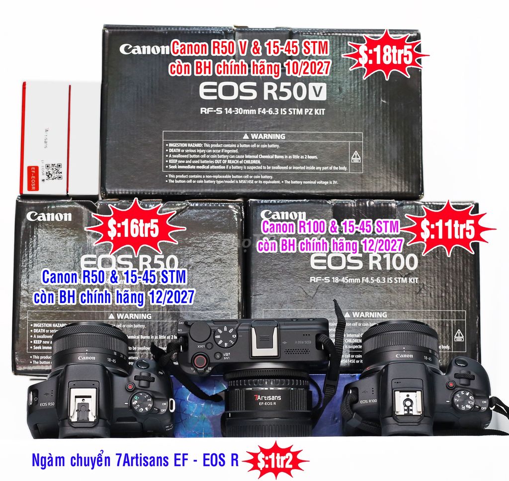 3 bộ Canon  R100 & R50 & R50 V BH 12/2027 NHƯ MỚI.. Mua bán Máy ảnh, Máy quay tại Quận 4 Tp Hồ Chí Minh được đăng bởi Mai Ngọc Chinh hình 1
