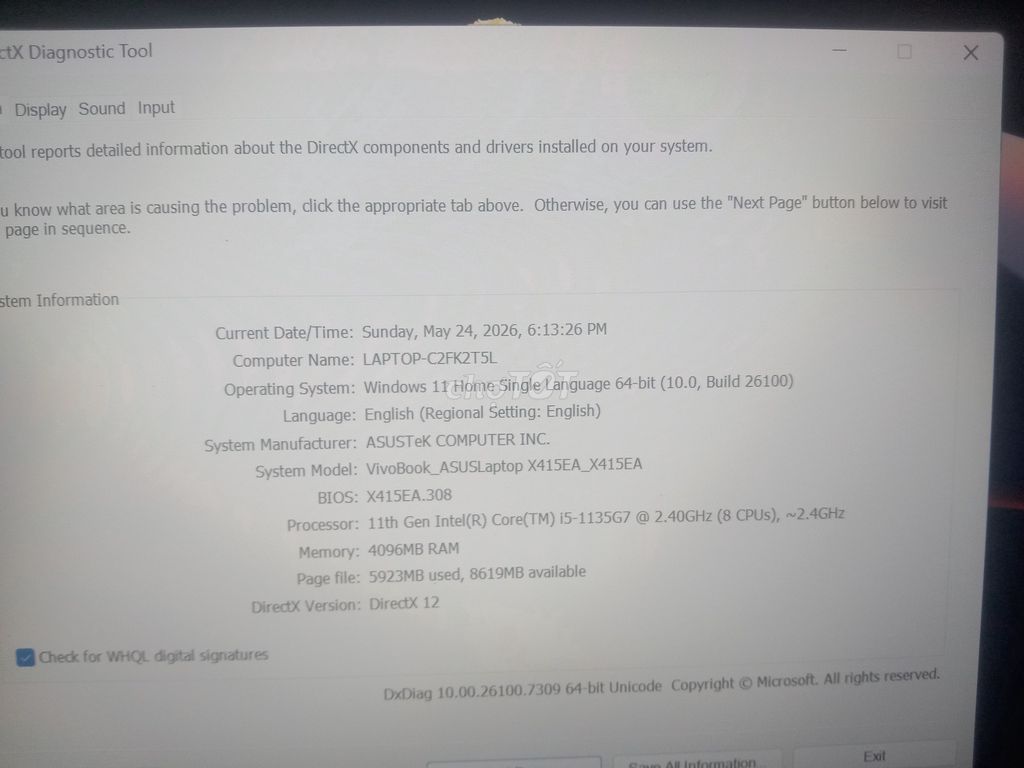 ASUS X415EA I5 GEN 11 RAM 4G SSD512GB ZIN TEM HÃNG. Mua bán Laptop tại Huyện Châu Thành Tiền Giang được đăng bởi VI TINH THANH BINH hình 1
