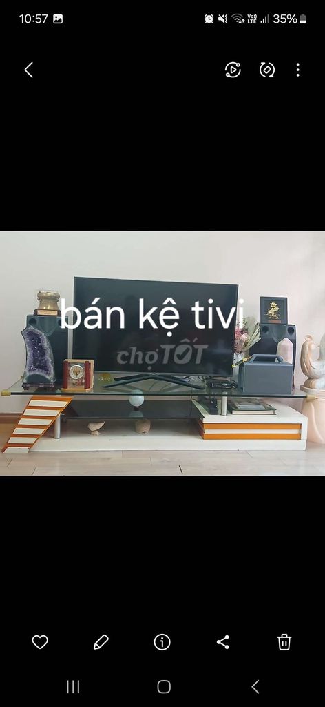 Kệ tivi Gỗ Kính Trắng Cam Hiện đại. Mua bán Tủ, kệ gia đình tại Quận Cầu Giấy Hà Nội được đăng bởi lê linh hình 1