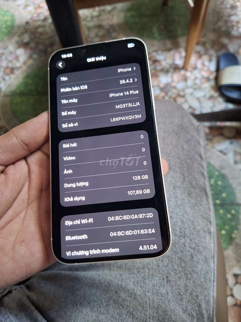 IPhone 14 Plus 128GB Trắng quốc tế zin all. Mua bán Điện thoại tại Quận Bình Tân Tp Hồ Chí Minh được đăng bởi V I N H hình 1