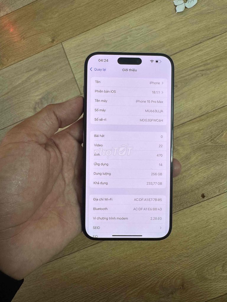 Apple iPhone 15 Pro Max 256GB Đen Zin nguyên bản. Mua bán Điện thoại tại Quận Tân Phú Tp Hồ Chí Minh được đăng bởi Toàn hình 1