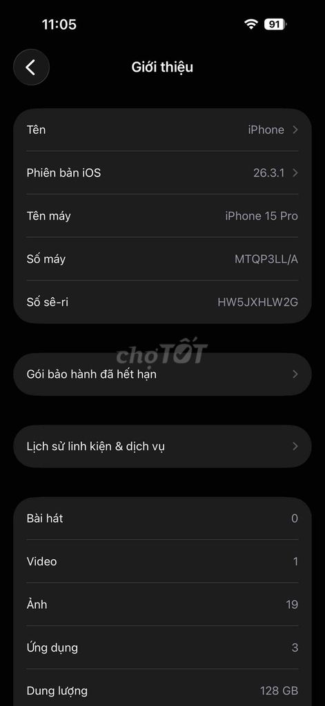 Apple iPhone 15 Pro 128GB Quốc tế Mỹ cũ. Mua bán Điện thoại tại Huyện Tân Châu Tây Ninh được đăng bởi Nguyễn Huy hình 1