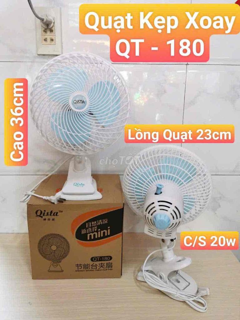 QUẠT ĐIỆN 220V KẸP XOAY 180 SIÊU MÁT 20W CAO 35CM