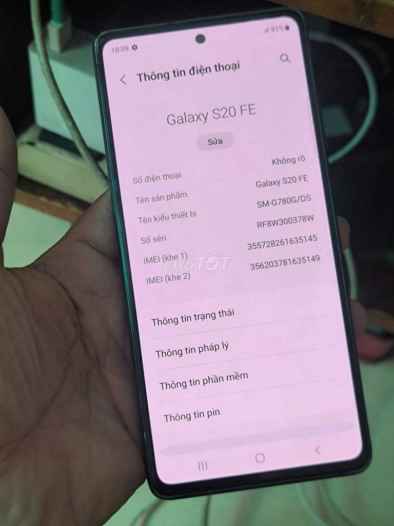 Samsung Galaxy S20 FE 256GB Đen Liệt cảm ứng. Mua bán Điện thoại tại Quận Tân Bình Tp Hồ Chí Minh được đăng bởi nnh hình 1
