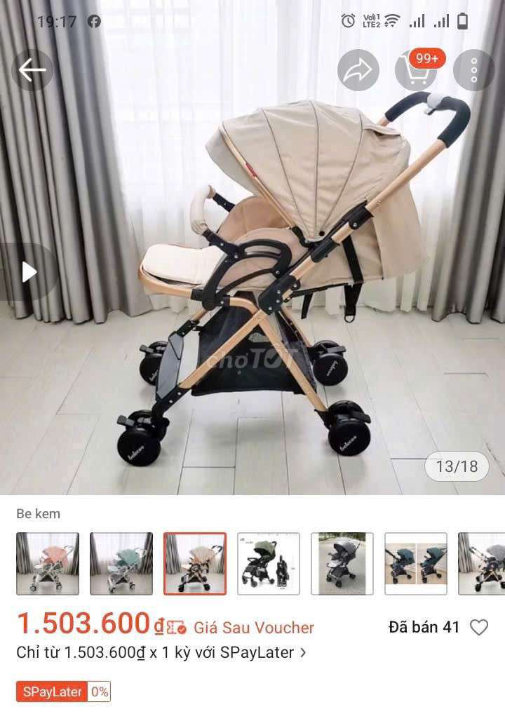 Xe đẩy Belecoo PM-0206 gấp gọn 2 chiều màu Kem. Mua bán Mẹ và bé tại Quận Ninh Kiều Cần Thơ được đăng bởi Hiếu Nguyễn hình 1