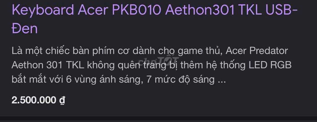 phím cơ Acer Predator Aethon 301 TKL Đen. Mua bán Phụ kiện (Màn hình, Chuột...) tại Quận Bình Tân Tp Hồ Chí Minh được đăng bởi Vinh hình 1