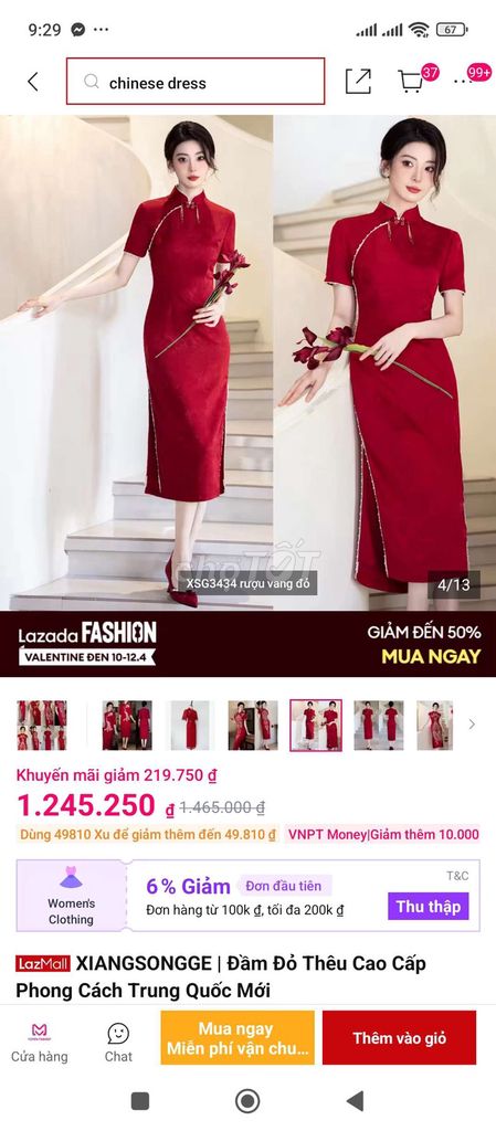 Đầm sườn xám Nữ vải mềm mại size L. Mua bán Quần áo tại Huyện Quảng Điền Thừa Thiên Huế được đăng bởi hàng boom lazada hình 1