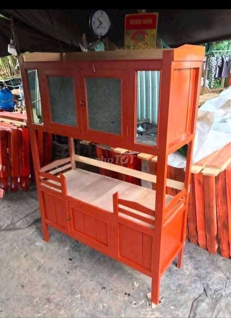 Tủ bếp gỗ cam truyền thống. Mua bán Tủ, kệ gia đình tại Huyện Chợ Mới An Giang được đăng bởi Nguyễn Ái Vi hình 1