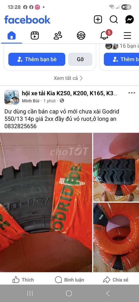 Lốp xe tải Godrid 550/13 14p Mới. Mua bán Phụ tùng xe tại Huyện Tân Trụ Long An được đăng bởi Bui Nguyen hình 1