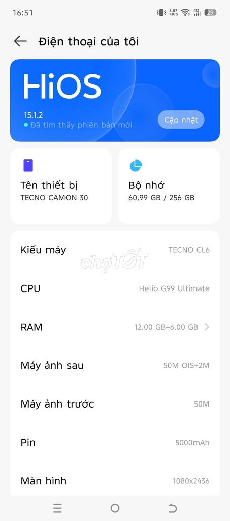 Tecno Camon 30 12GB/256GB Helio G99 Ultimate. Mua bán Điện thoại tại Quận 12 Tp Hồ Chí Minh được đăng bởi Pham Duy hình 1