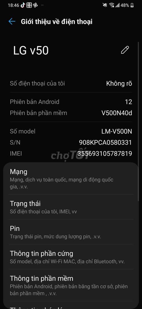 LG V50 ThinQ Đã sử dụng. Mua bán Điện thoại tại Quận Bình Tân Tp Hồ Chí Minh được đăng bởi Tien Phat hình 1