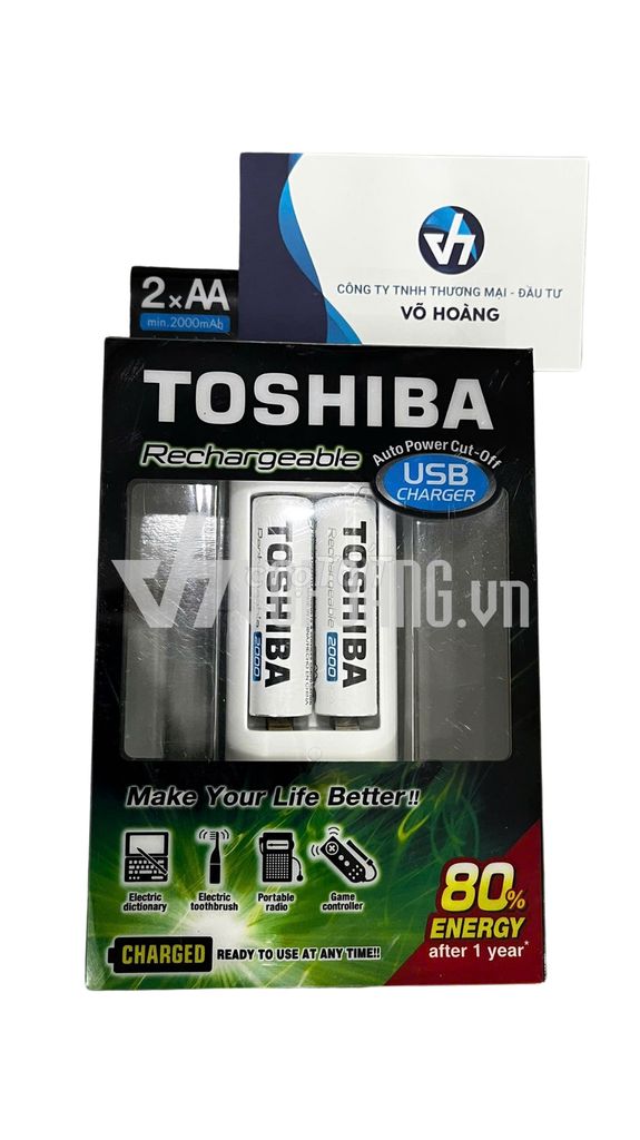 BỘ SẠC KÈM PIN AA TOSHIBA NGUYÊN SEAL 2000MAH