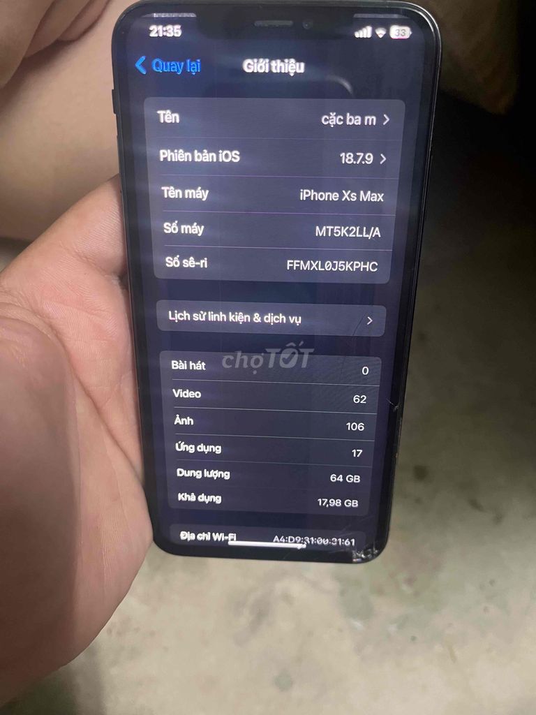 Apple iPhone XS Max 64GB Đen. Mua bán Điện thoại tại Quận 7 Tp Hồ Chí Minh được đăng bởi Huyền Trang hình 1