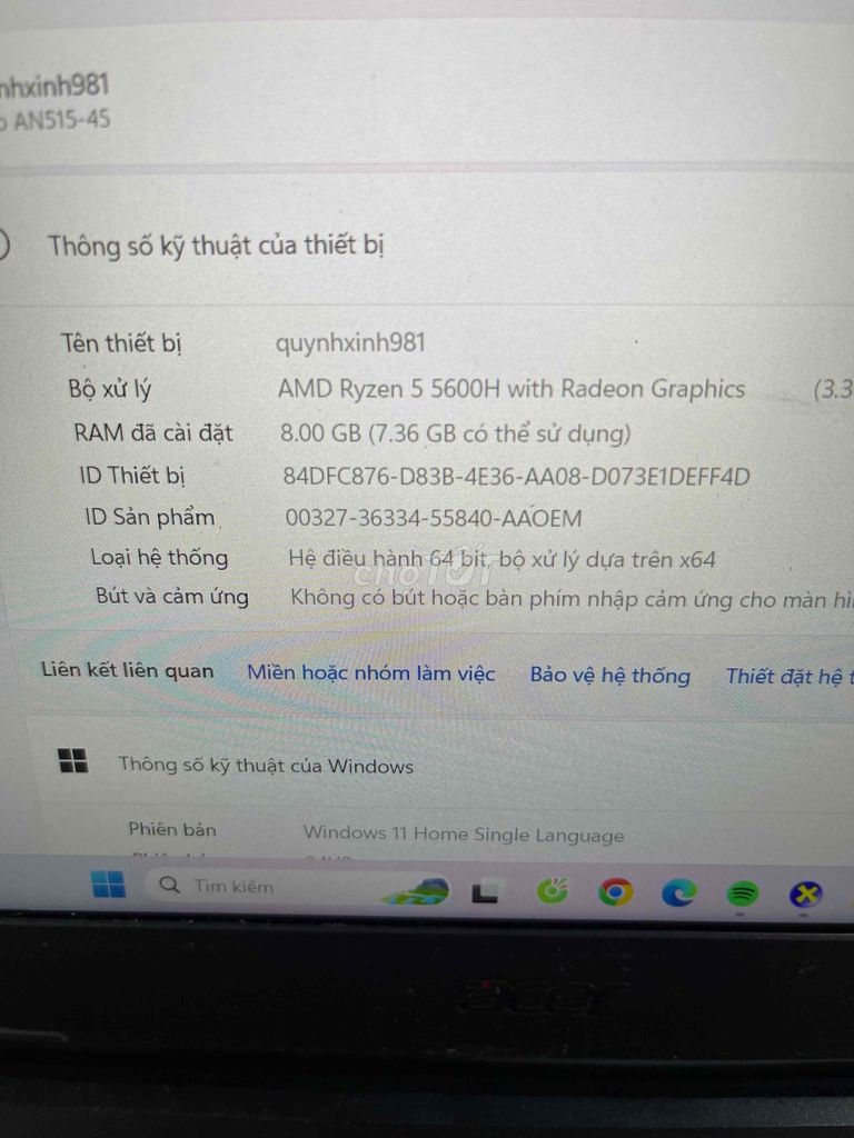 Acer Nitro AN515-45 AMD Ryzen 5 8GB. Mua bán Laptop tại Quận Thanh Xuân Hà Nội được đăng bởi phùng anh tuấn hình 1