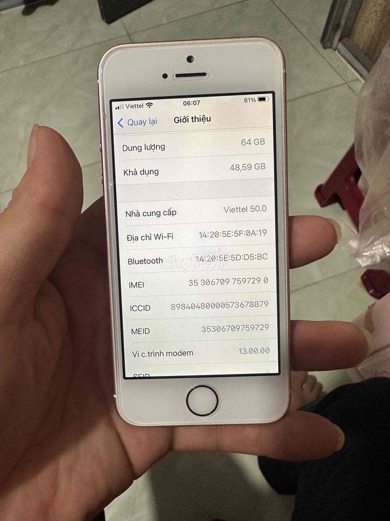 iPhone SE 64GB Vàng hồng Đã sử dụng. Mua bán Điện thoại tại Quận Cẩm Lệ Đà Nẵng được đăng bởi chương hình 1