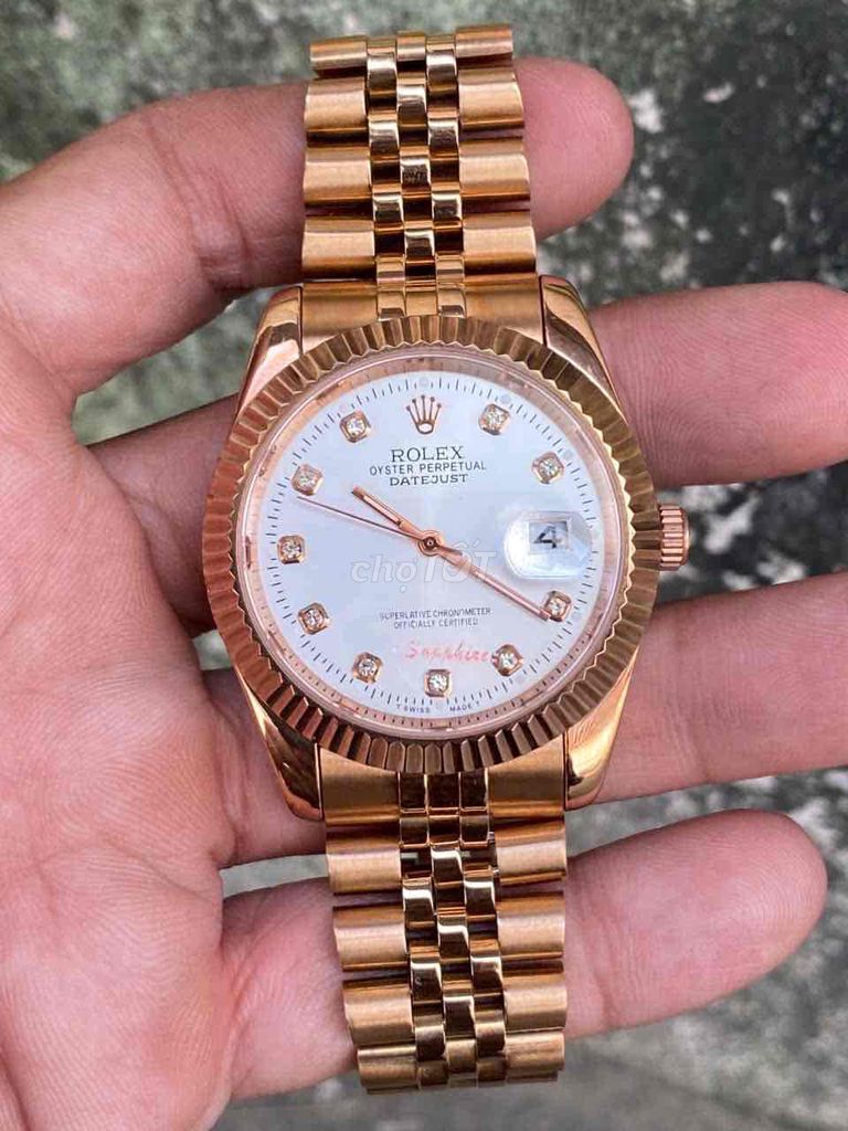 Đồng hồ nam RLex size 39mm mạ vàng Rose Gold