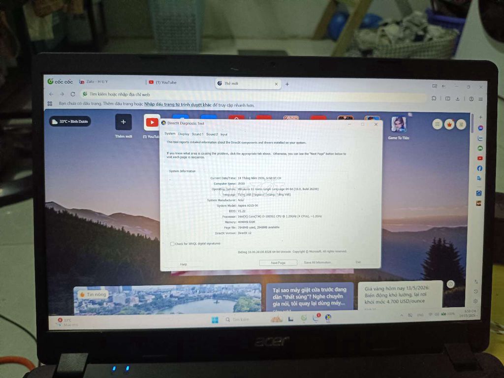 Acer Aspire 315 56 I3 15.6 inch 4GB/256GB. Mua bán Laptop tại Quận 12 Tp Hồ Chí Minh được đăng bởi Vũ Trường Sơn hình 1