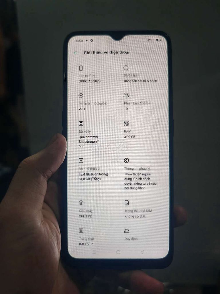 Oppo A5 2020 64GB Đen. Mua bán Điện thoại tại Quận Gò Vấp Tp Hồ Chí Minh được đăng bởi Lê Công Tín hình 1