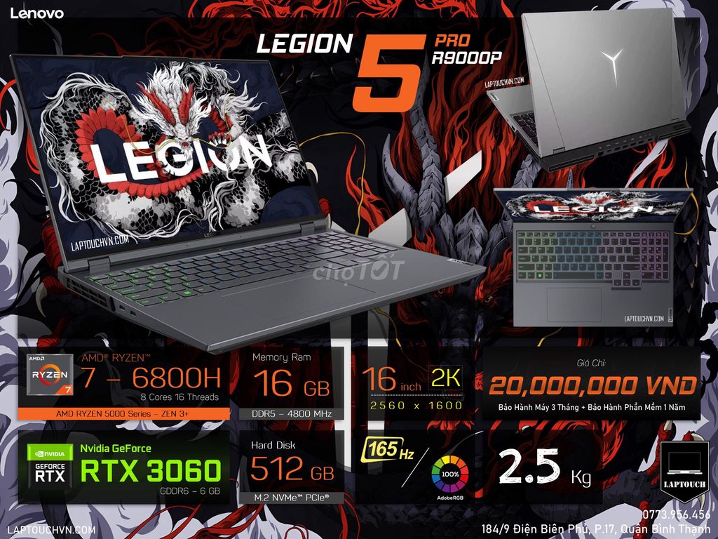 Lenovo Legion 5 Pro R9000P ARH7H [ RTX 3060 ]. Mua bán Laptop tại Quận Bình Thạnh Tp Hồ Chí Minh được đăng bởi Cửa Hàng Máy Tính Laptouch VN hình 1