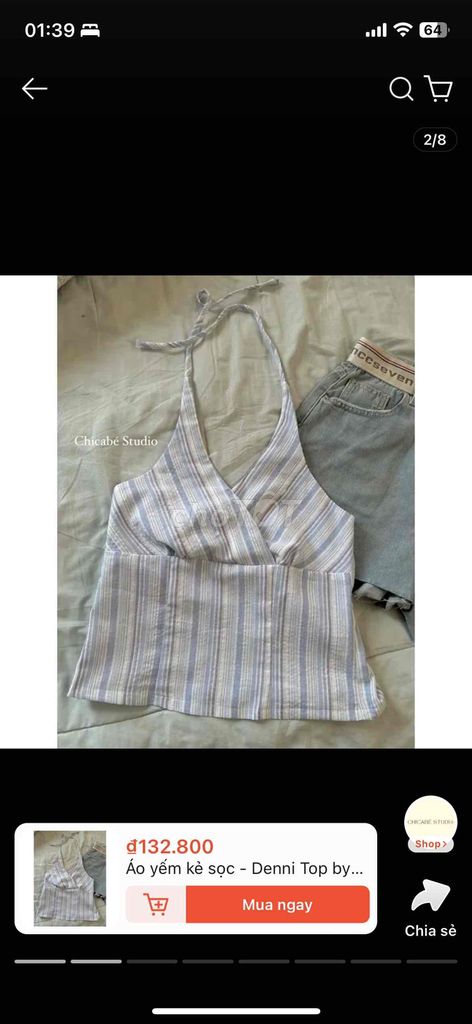 áo yếm sọc trắng xanh