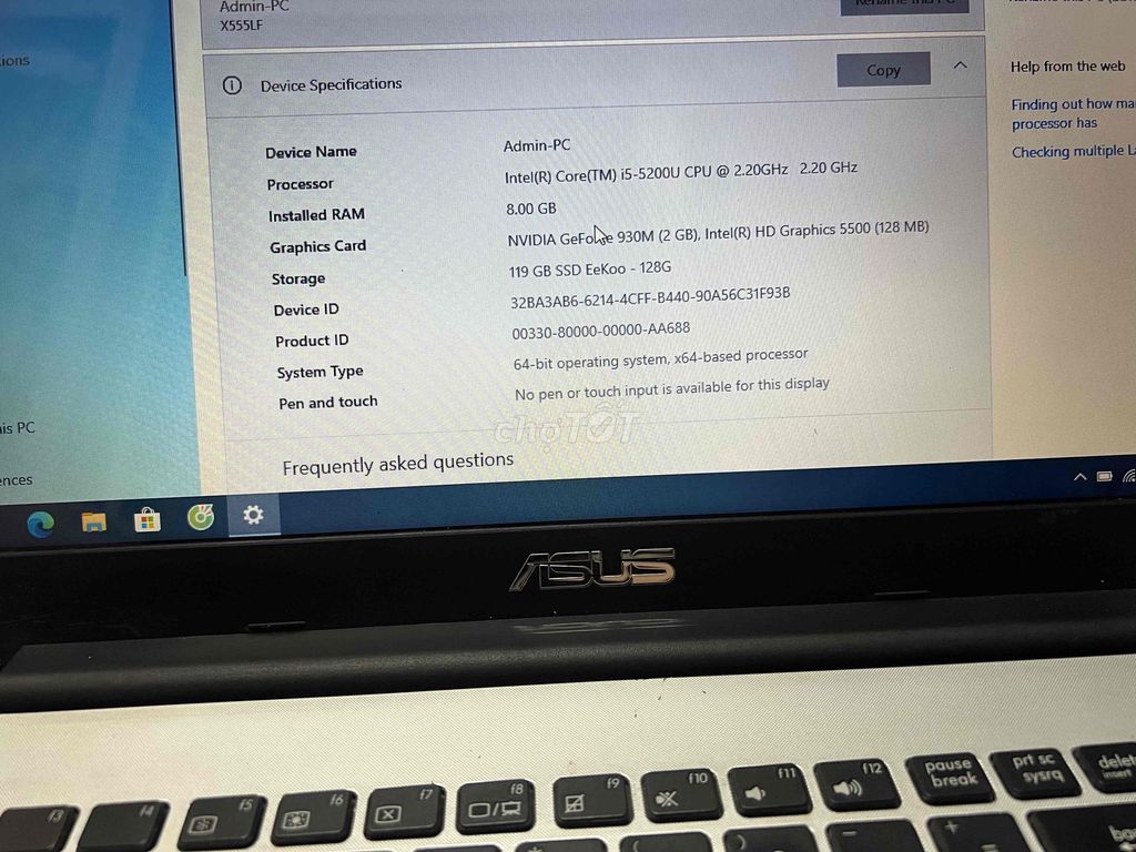 Asus X555LF i5-5200U 8GB/128GB. Mua bán Laptop tại Quận 7 Tp Hồ Chí Minh được đăng bởi cường hình 1