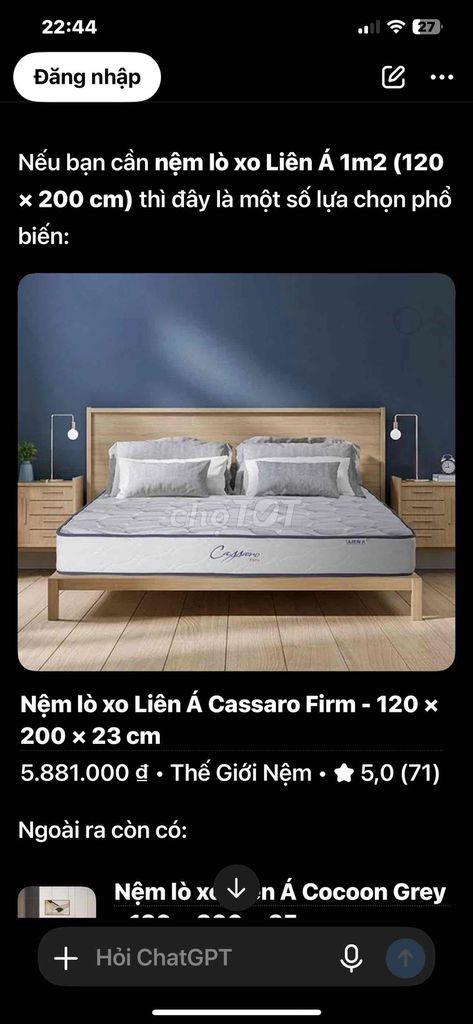 Nệm lò xo Liên Á 1m2x2m thoáng khí 95%. Mua bán Giường, chăn ga gối nệm tại Quận Phú Nhuận Tp Hồ Chí Minh được đăng bởi Lê Thảo hình 1