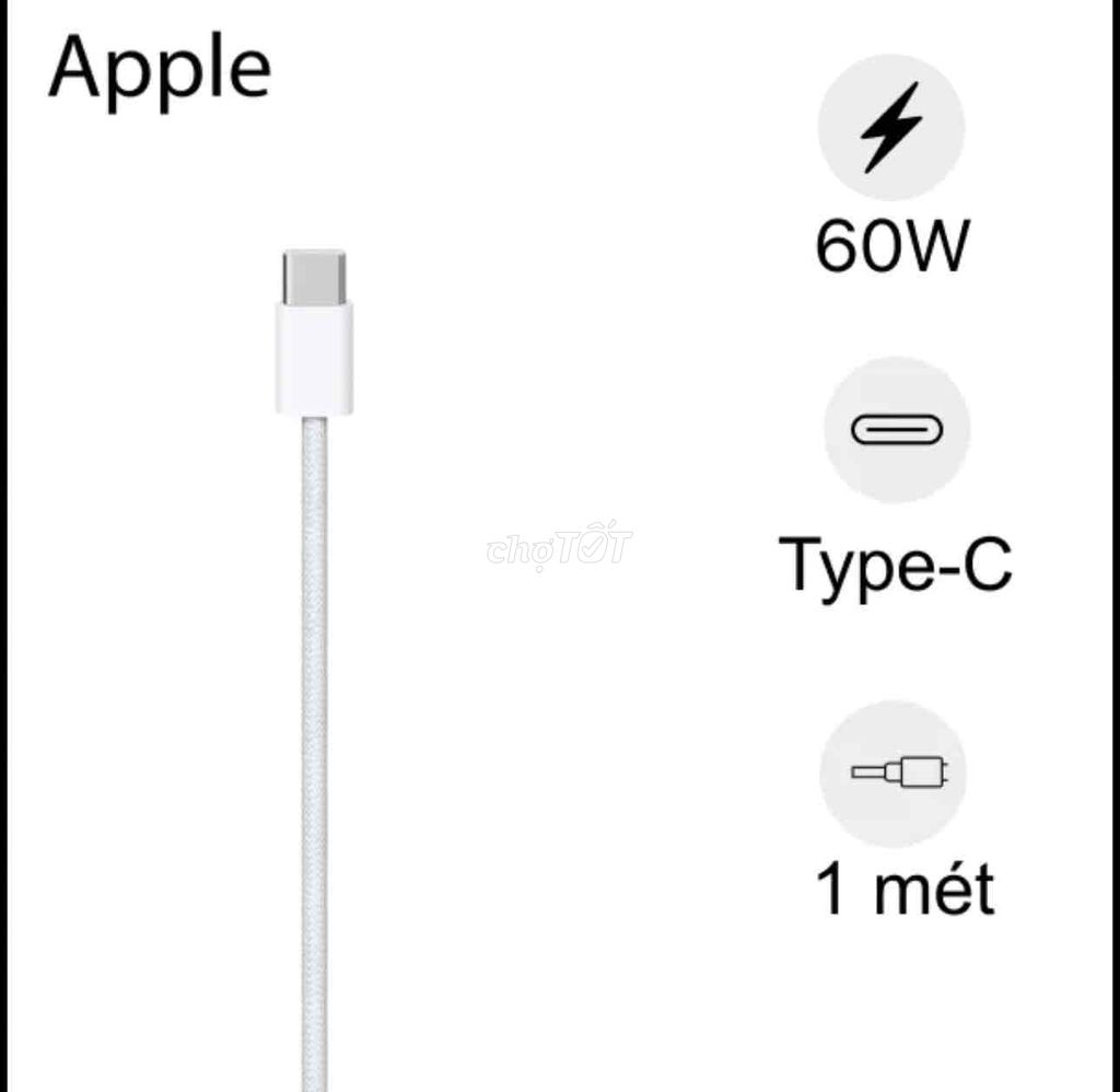 Cục sạc và cáp sạc chính hãng Apple còn BH type C