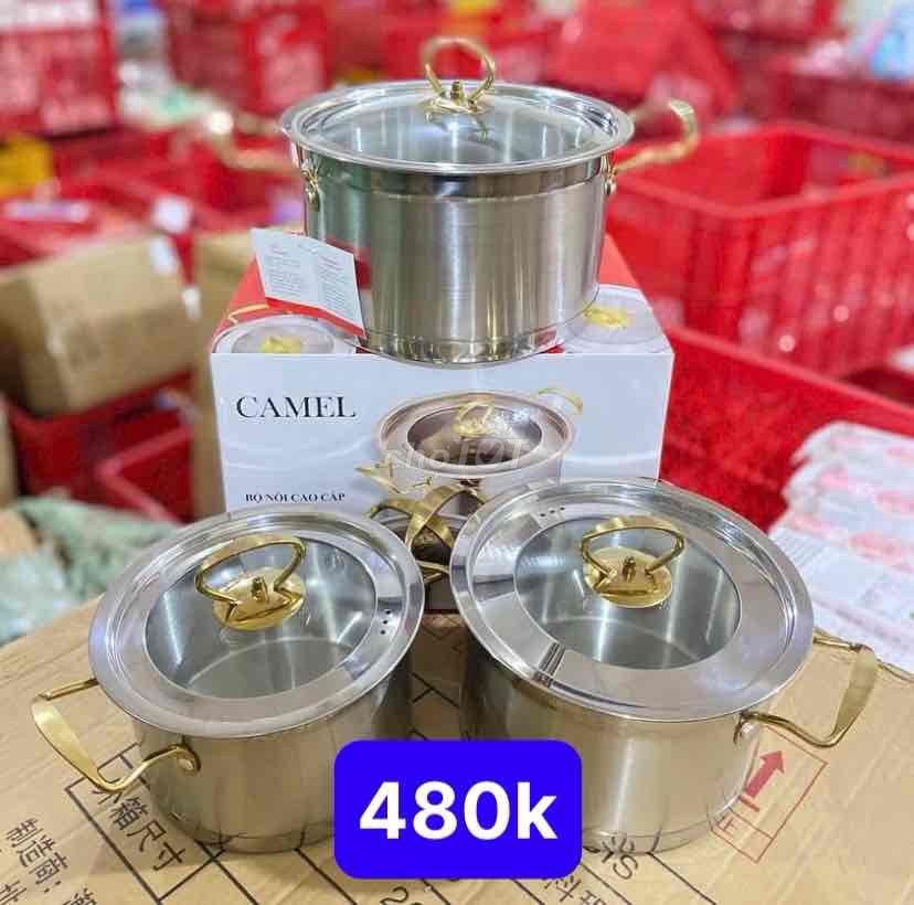 Bộ 3 nồi INOX Camel dày dặn cao cấp